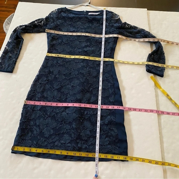 DVF Diane Von Furstenberg New Zarita Lace Dress Size Small Long Sleeve Navy Blue - Picture 15 of 16